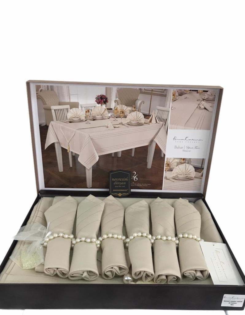 Anna Karina 26 Parça Masa Örtüsü Seti Bahar Bej için detaylı bilgi göster Anna Karina 26 Parça Masa Örtüsü Seti Bahar Bej resmi
