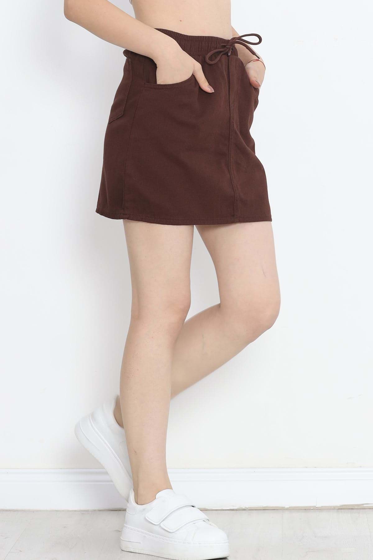 Bel Lastikli Kot Etek Acıkahve - 18766.1184. resmi