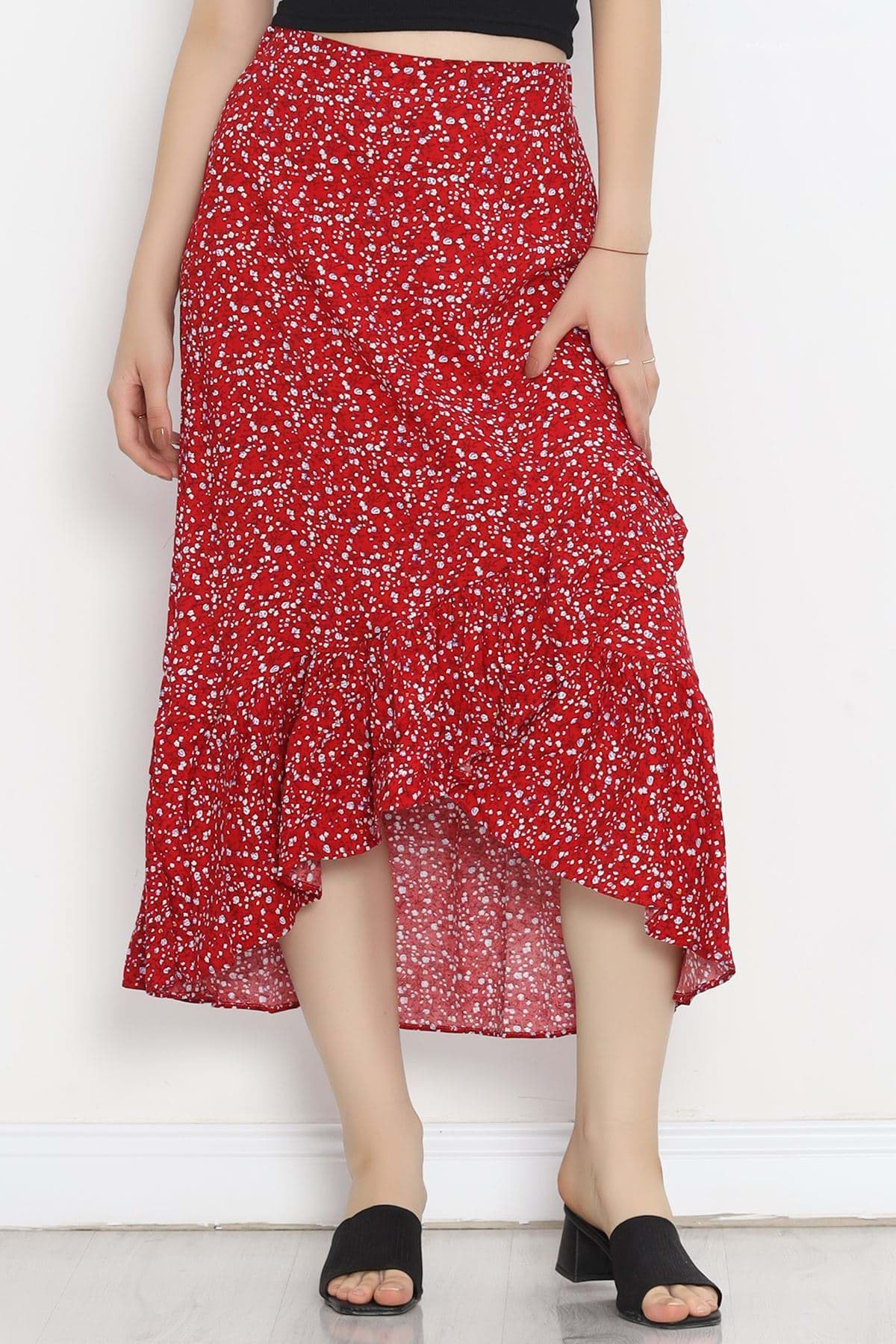 Fırfırlı Etek Çiçeklikırmızı - 16700.1355. resmi