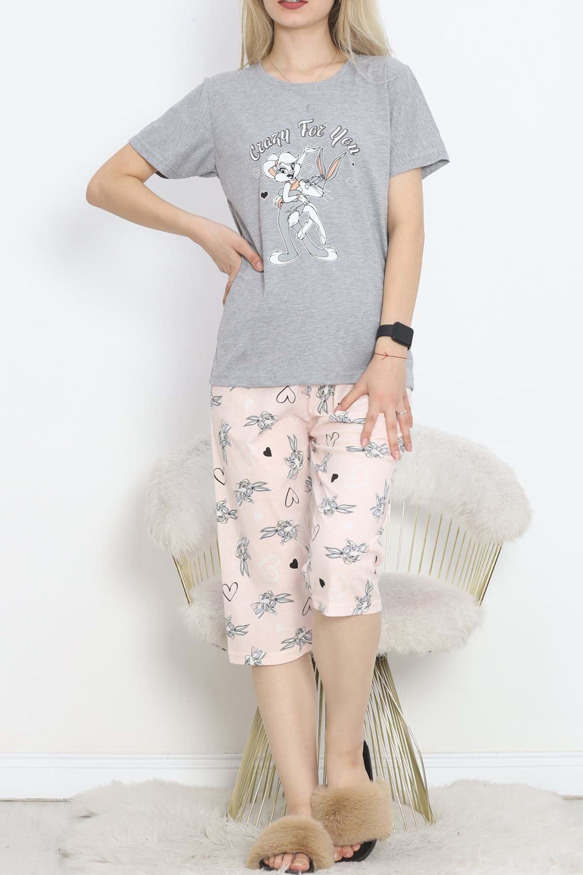 Desenli Caprili Takım Gribeyaz - 18686.1567. resmi