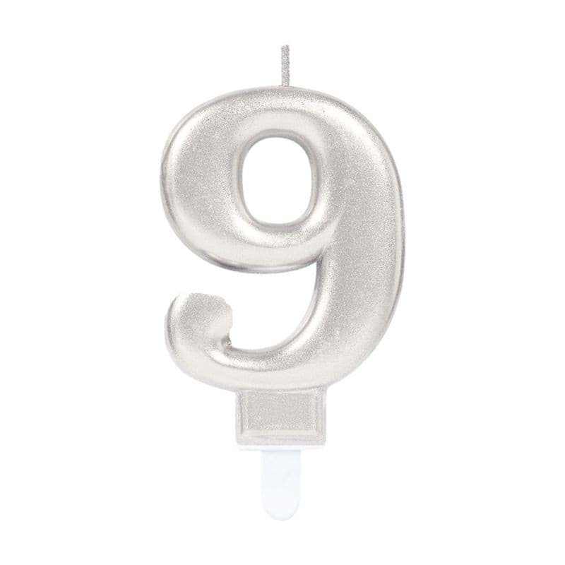 Picture of 9 numbers candle silver color