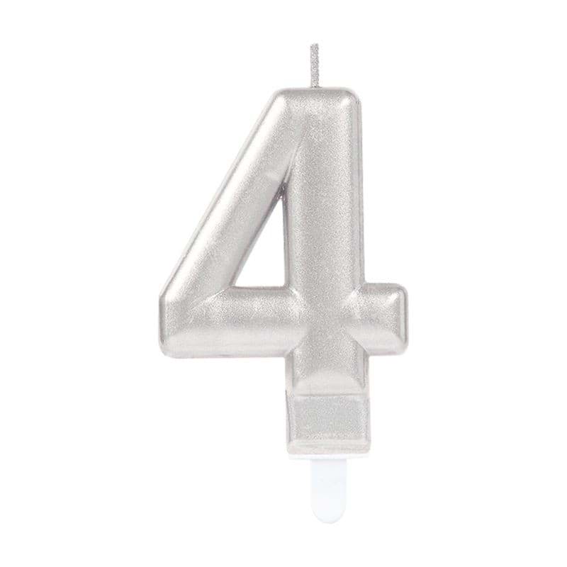 Picture of 4 numbers candle silver color