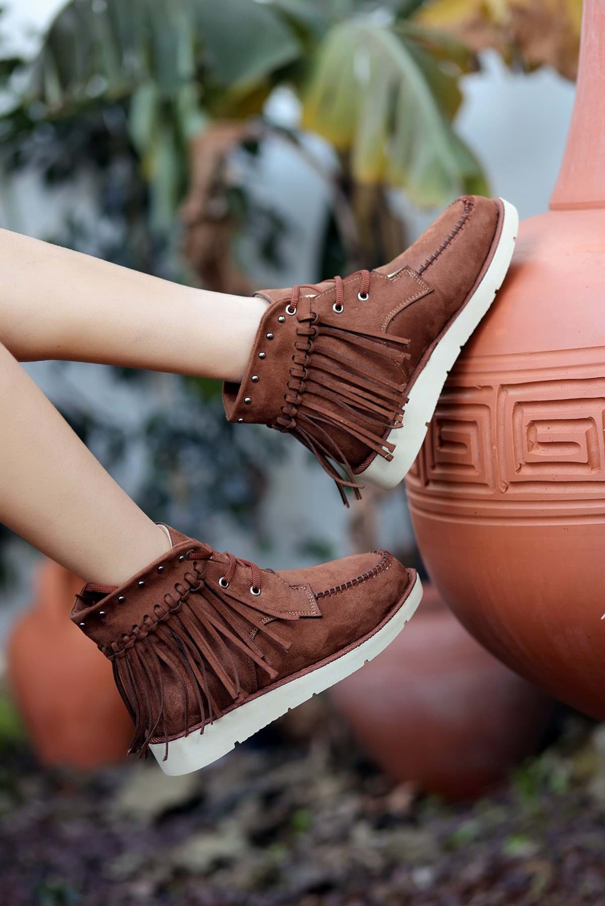 Trula Taba Süet Bağcıklı Bot resmi