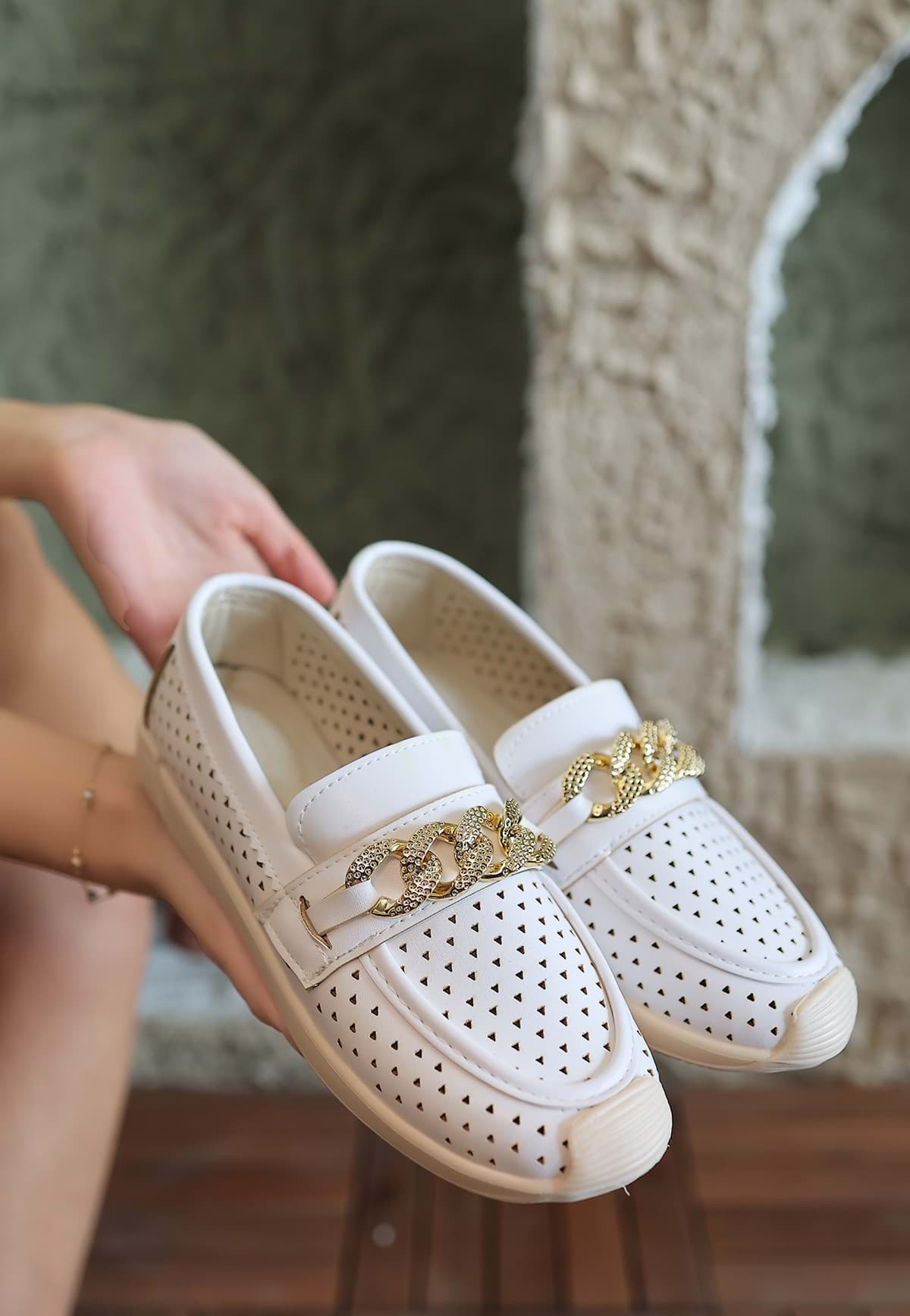 Picture of Tawin White Skin Flat Shoes