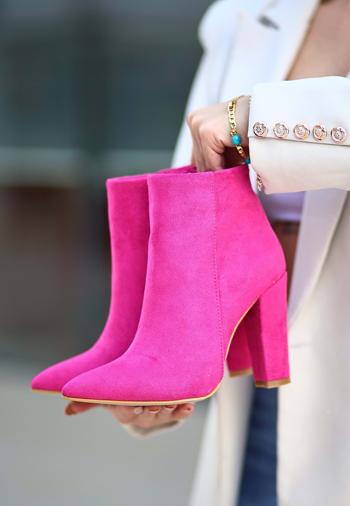 Loora Fuşya Süet Topuklu Bot resmi