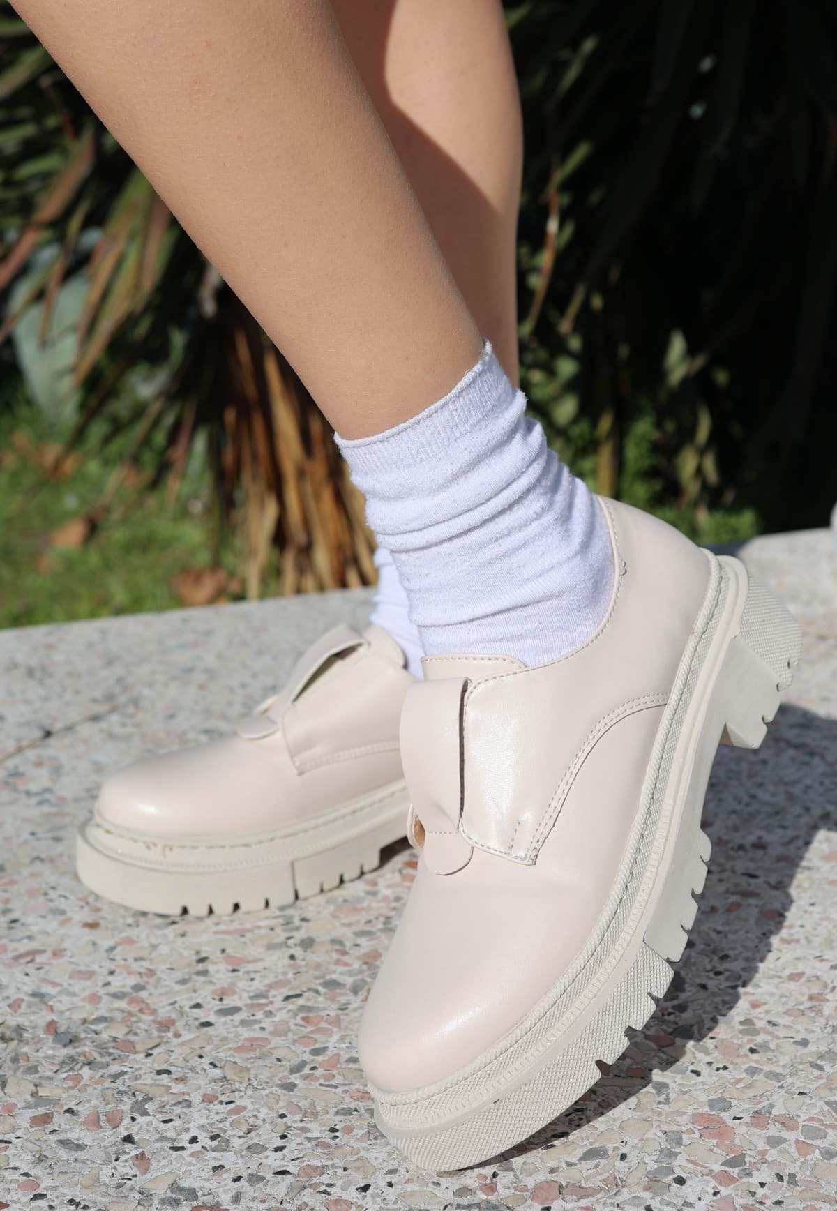 Terp Bej Cilt Oxford Ayakkabı resmi