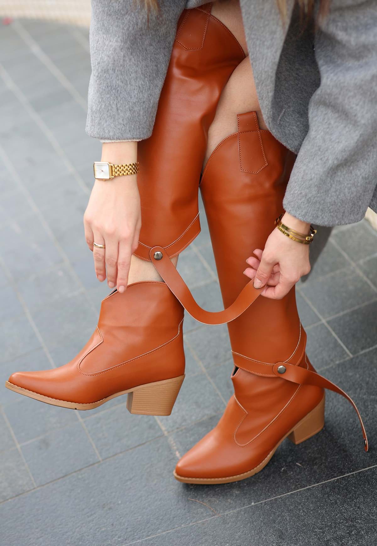 Milla Taba Cilt Tak Çıkar Topuklu Bot Ve Çizme resmi