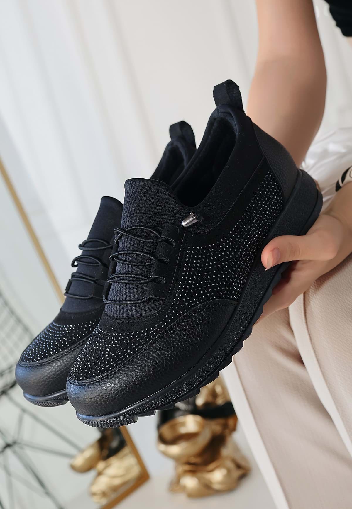 Plani Siyah Cilt Babet Ayakkabı resmi