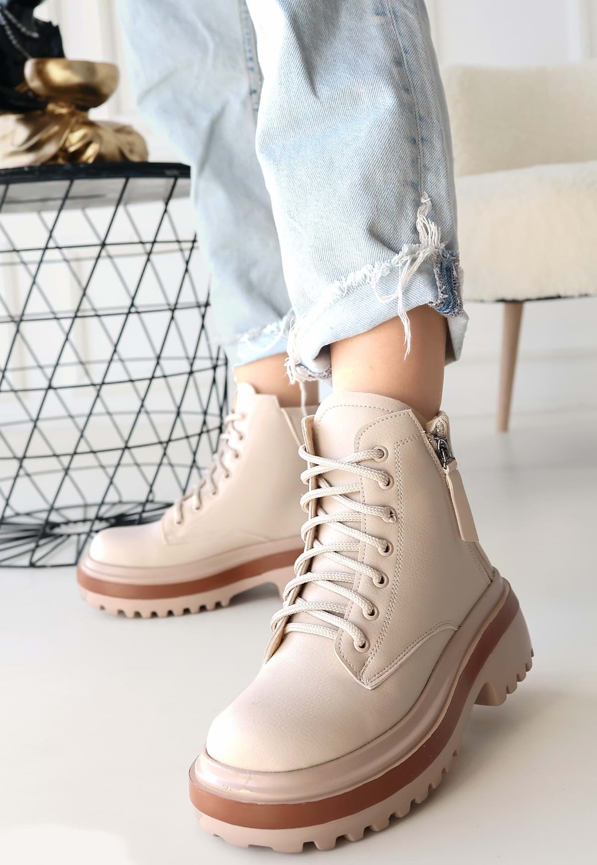 Jinya Bej Cilt Bağcıklı Bot resmi