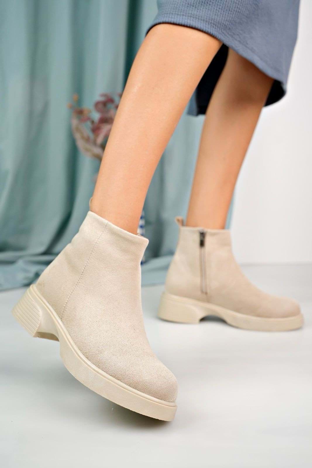 Jayt Bej Süet Topuklu Bot resmi