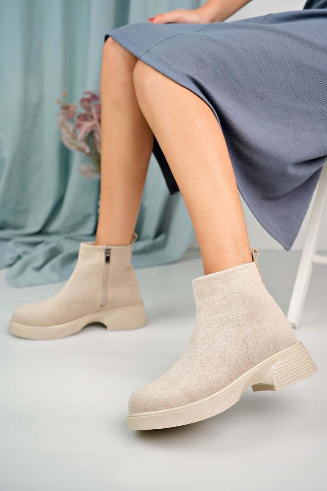 Jayt Bej Süet Topuklu Bot resmi