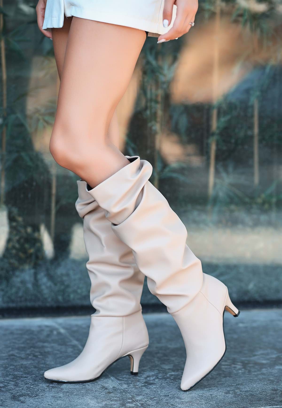 Picture of Owen nude skin heeled boots