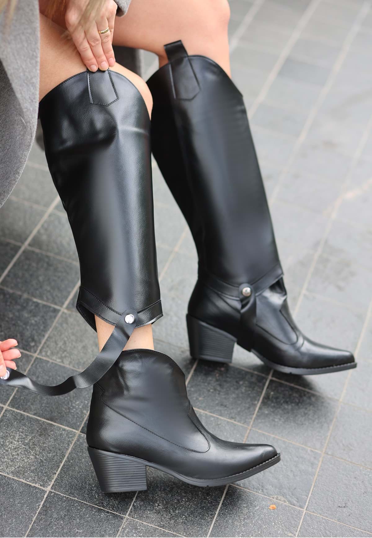 Picture of Millla black skin wear heeled boots and boots