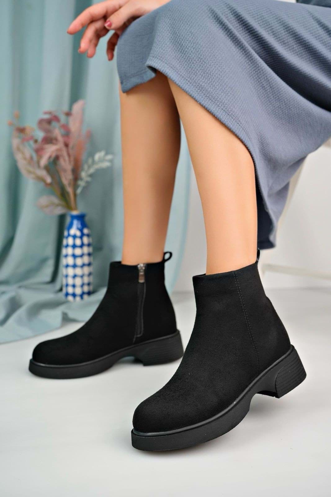 Jayt Siyah Süet Topuklu Bot resmi