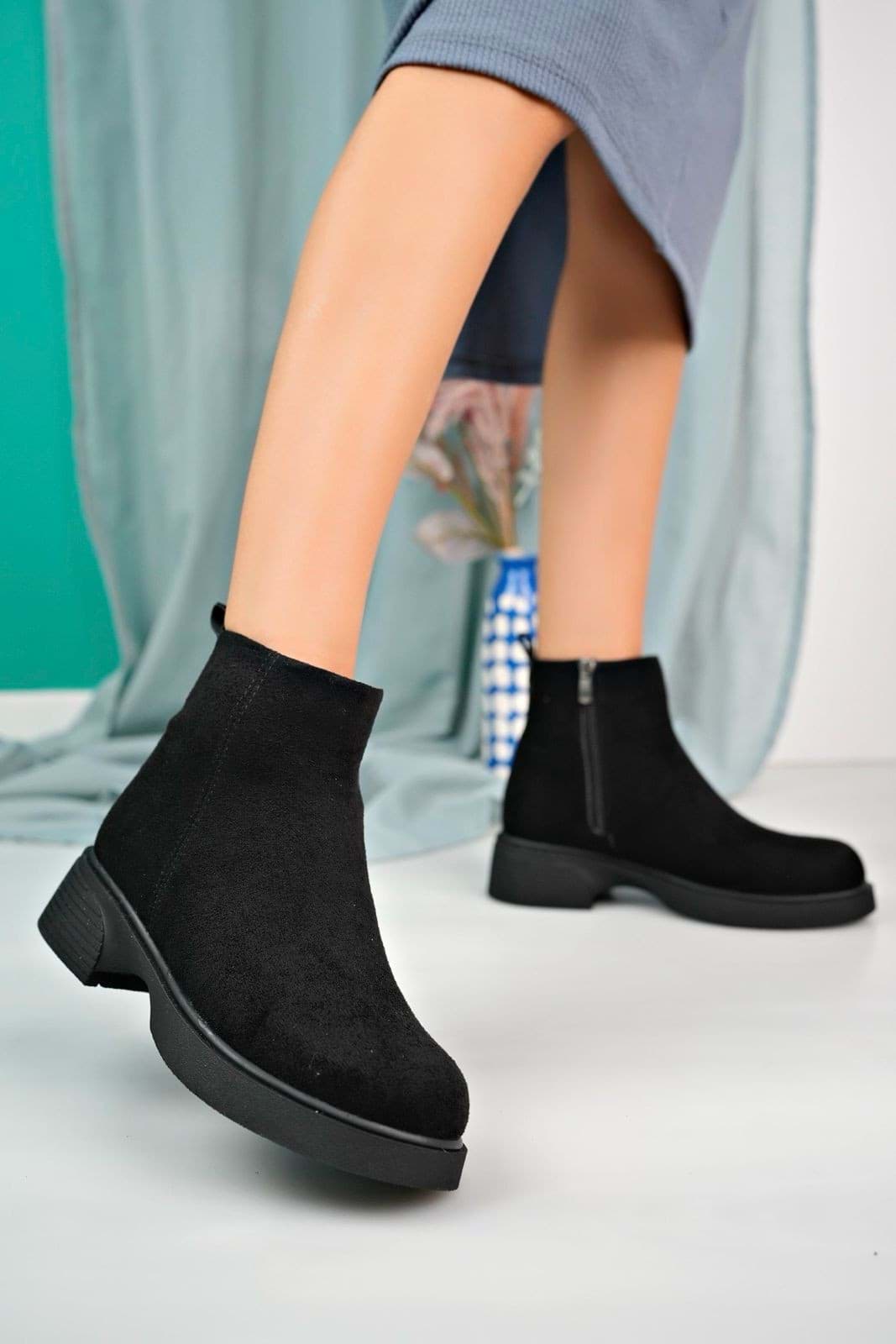 Jayt Siyah Süet Topuklu Bot resmi