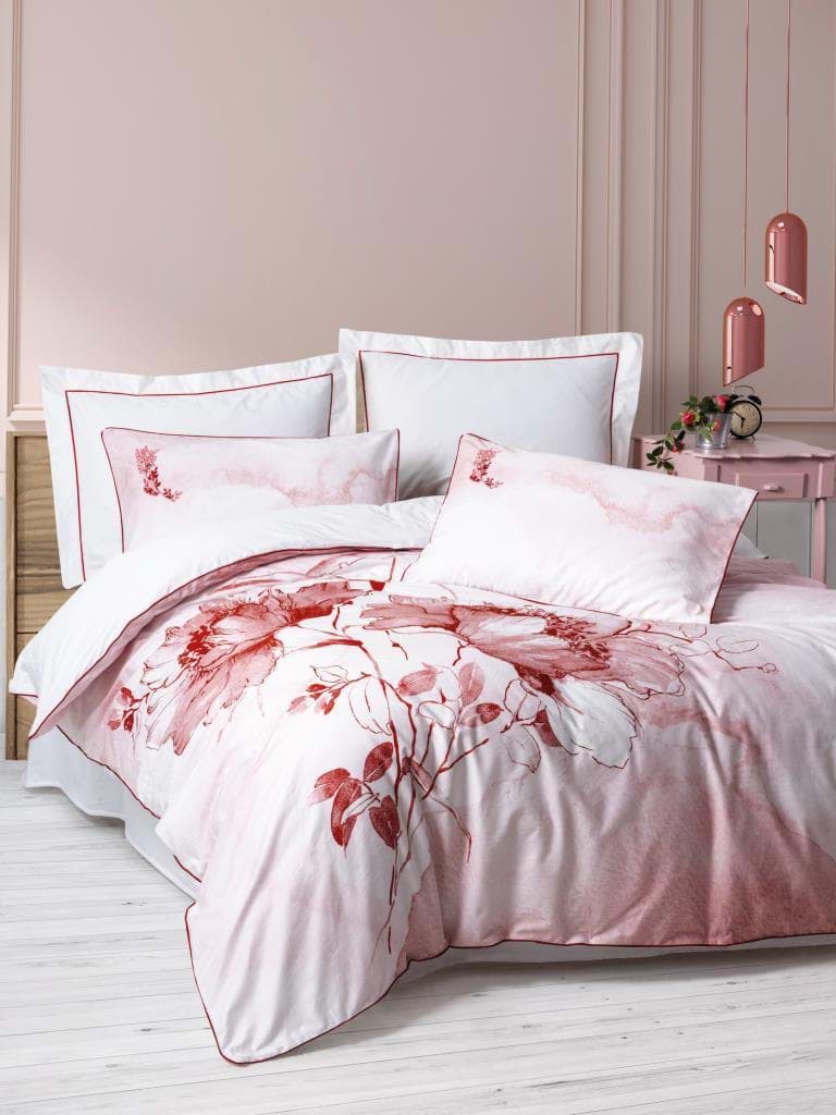 Picture of Cotton Box Double Elite Satin Duvet Cover Set Gules Red