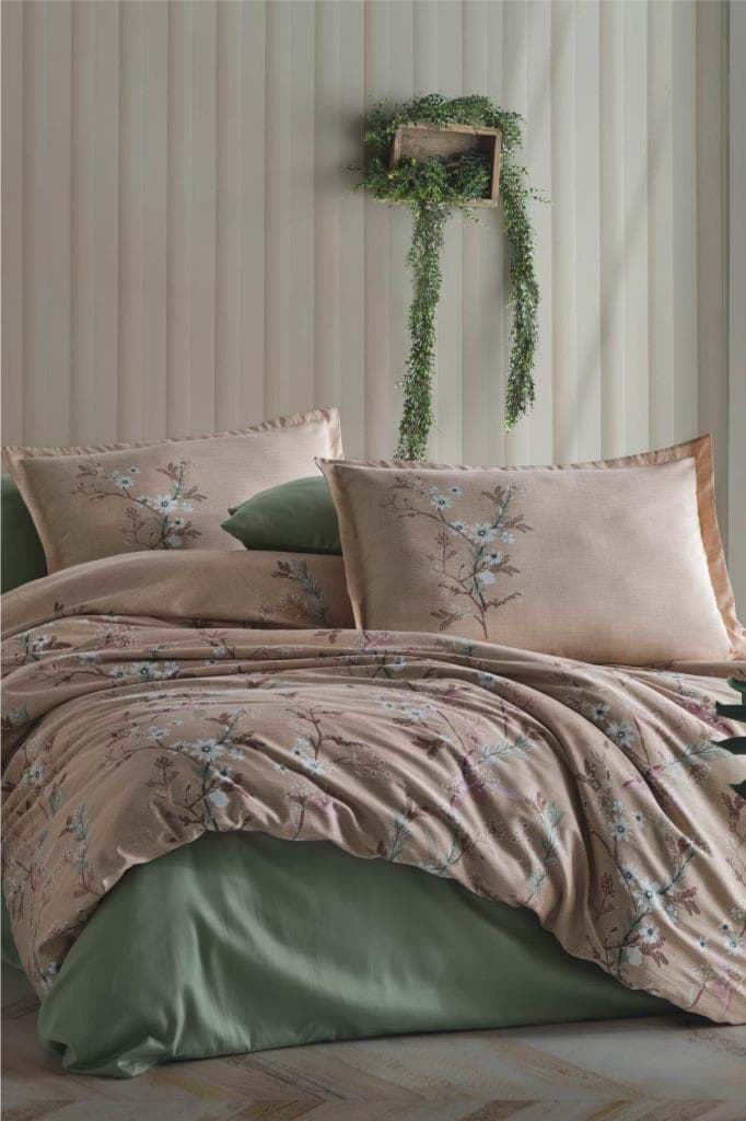 Clasy Saten Çift Kişilik Nevresim Takımı Barleta V1 Bej resmi