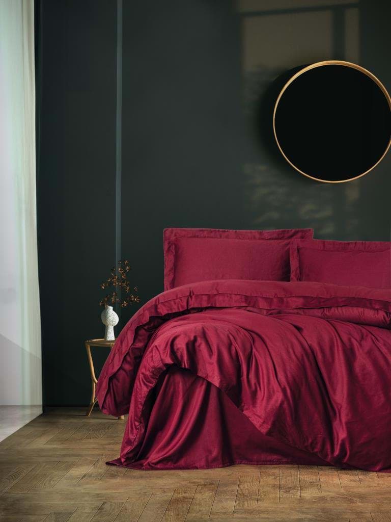 Picture of Cotton Box Elegant Burgundy Double Satin Duvet Cover Set