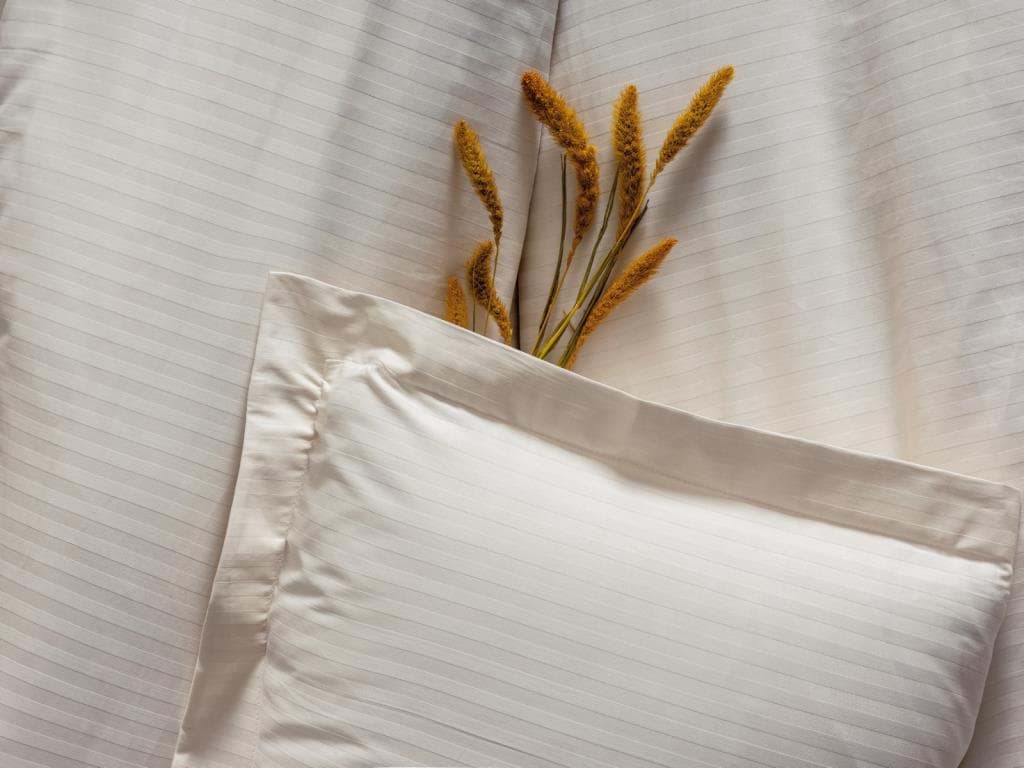 Picture of Cotton Box Double Satin Duvet Cover Set Elegante Stripe Ecru