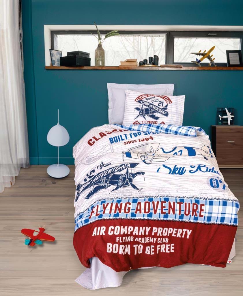 Picture of Cotton Box Young Ranforce Duvet Cover Set Single Flying Gray