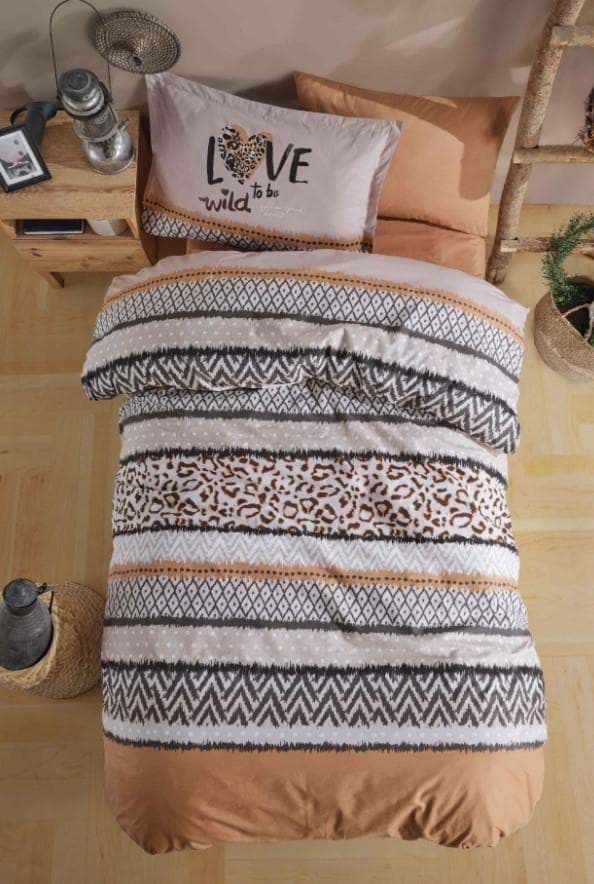 Clasy Ranforce Nevresim Takımı Tek Kişilik Afro V1 Somon resmi