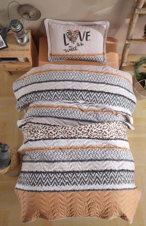 Clasy Tek Kişilik Yatak Örtüsü Afro v1 Somon resmi