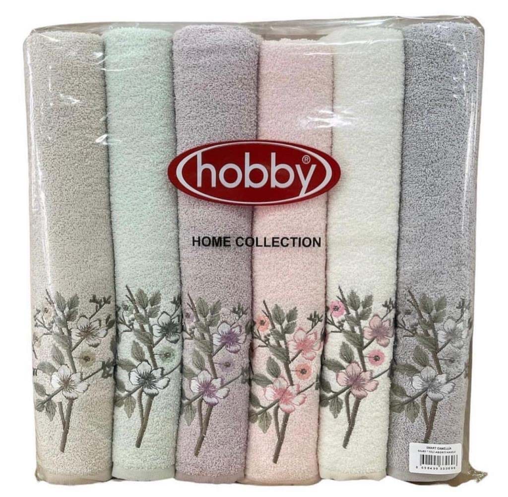 Hobby 50x85cm 12'li Nakışlı Havlu Camelia resmi