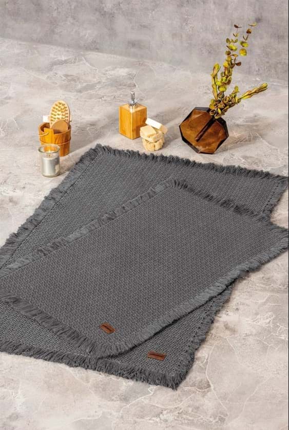 Picture of Cotton Box Bath Rug Set Antrasit 2'li 75x125 60x90