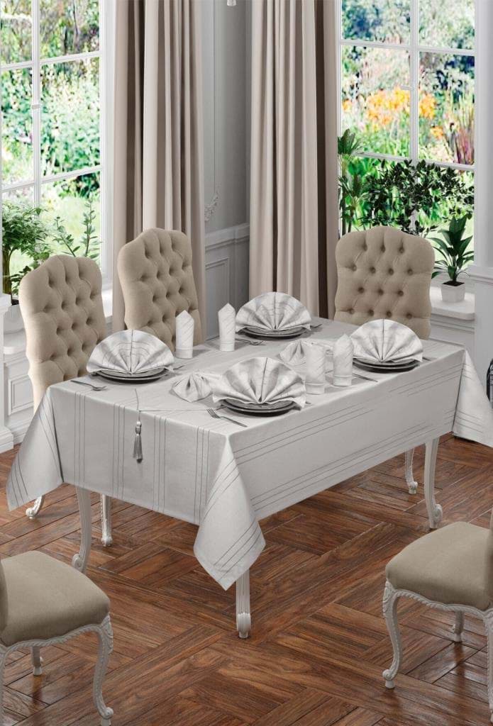 Anna Karina 26 Parça Masa Örtüsü Seti Bahar Gri resmi