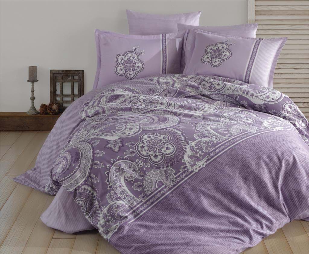 Clasy Saten Çift Kişilik Nevresim Takımı Pellini v2 Lila resmi