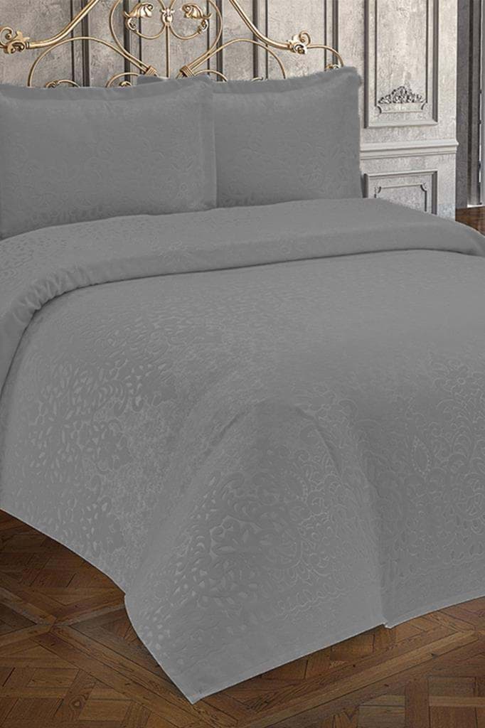 Anna Karina 3 Parça Çift Kişilik Yatak Örtüsü Royal Gri resmi