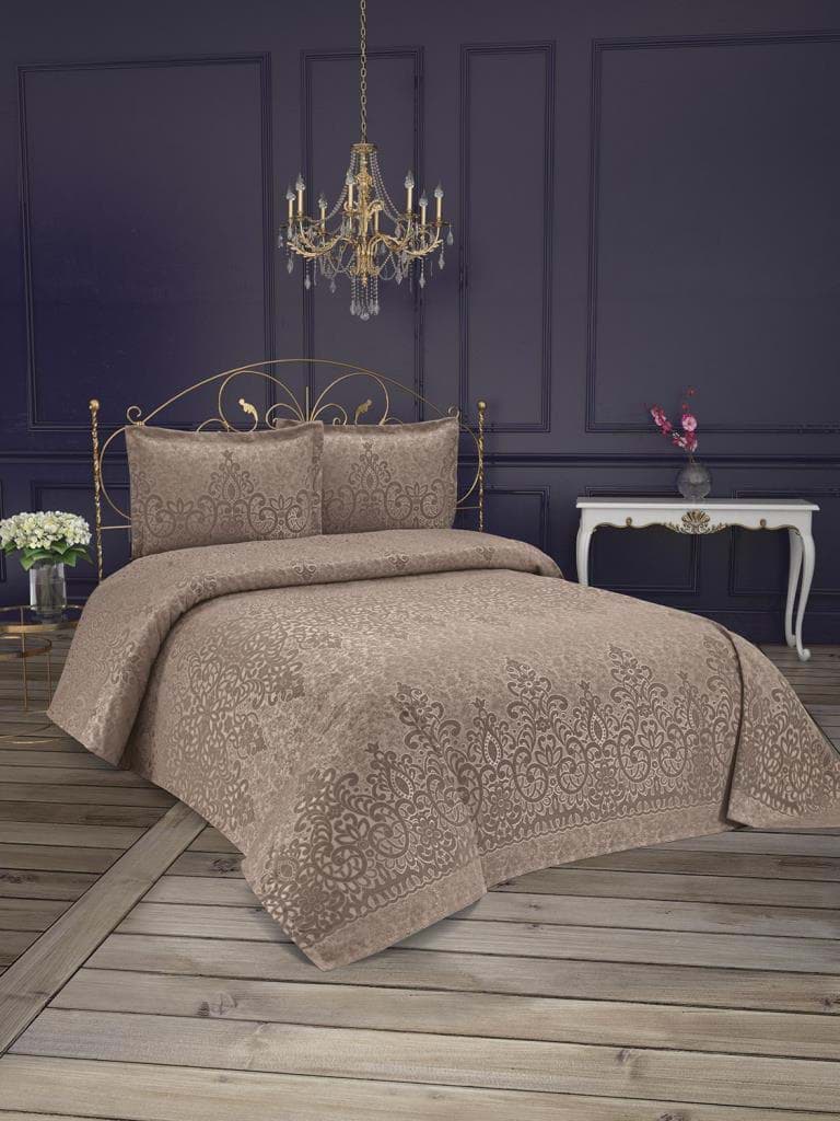 Anna Karina 3 Parça Çift Kişilik Yatak Örtüsü Royal Cappucino resmi