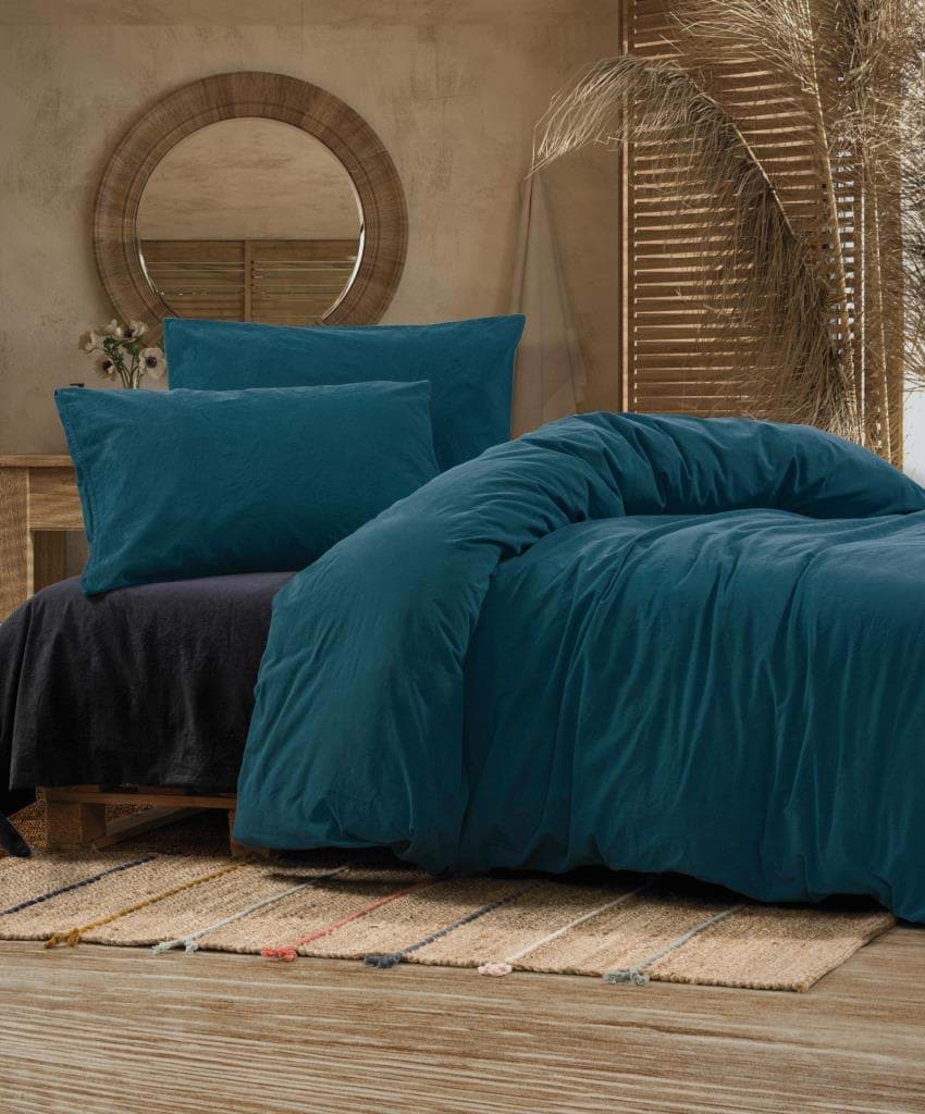 Cotton Box Crash Çift Kişilik Nevresim Takımı Petrol resmi