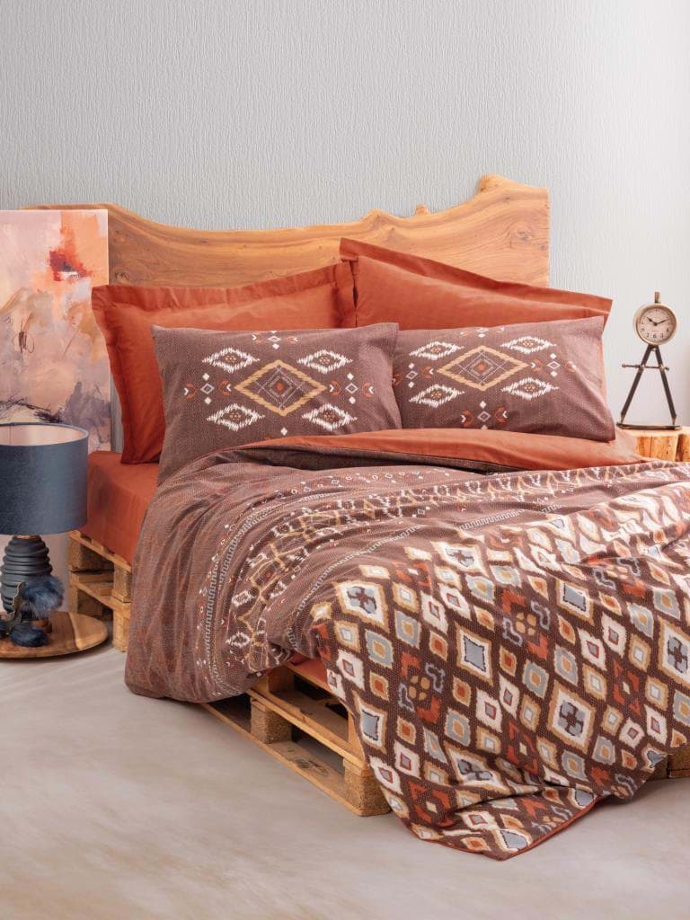 Cotton Box Etnich Nevresim Takımı Çift Kişilik Belize Kahve resmi