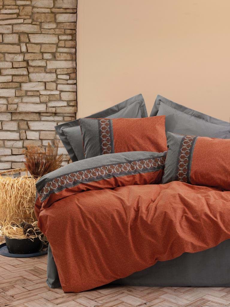 Cotton Box Folk Art Çift Kişilik Nevresim Takımı Tamaya Kiremit resmi