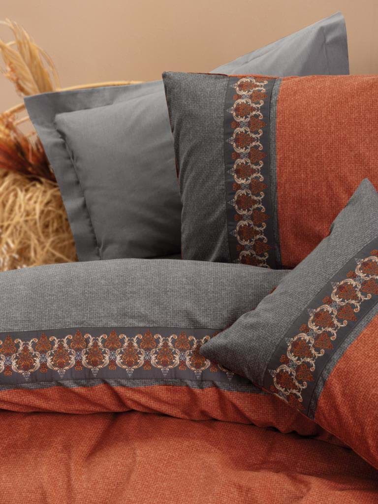 Cotton Box Folk Art Çift Kişilik Nevresim Takımı Tamaya Kiremit resmi