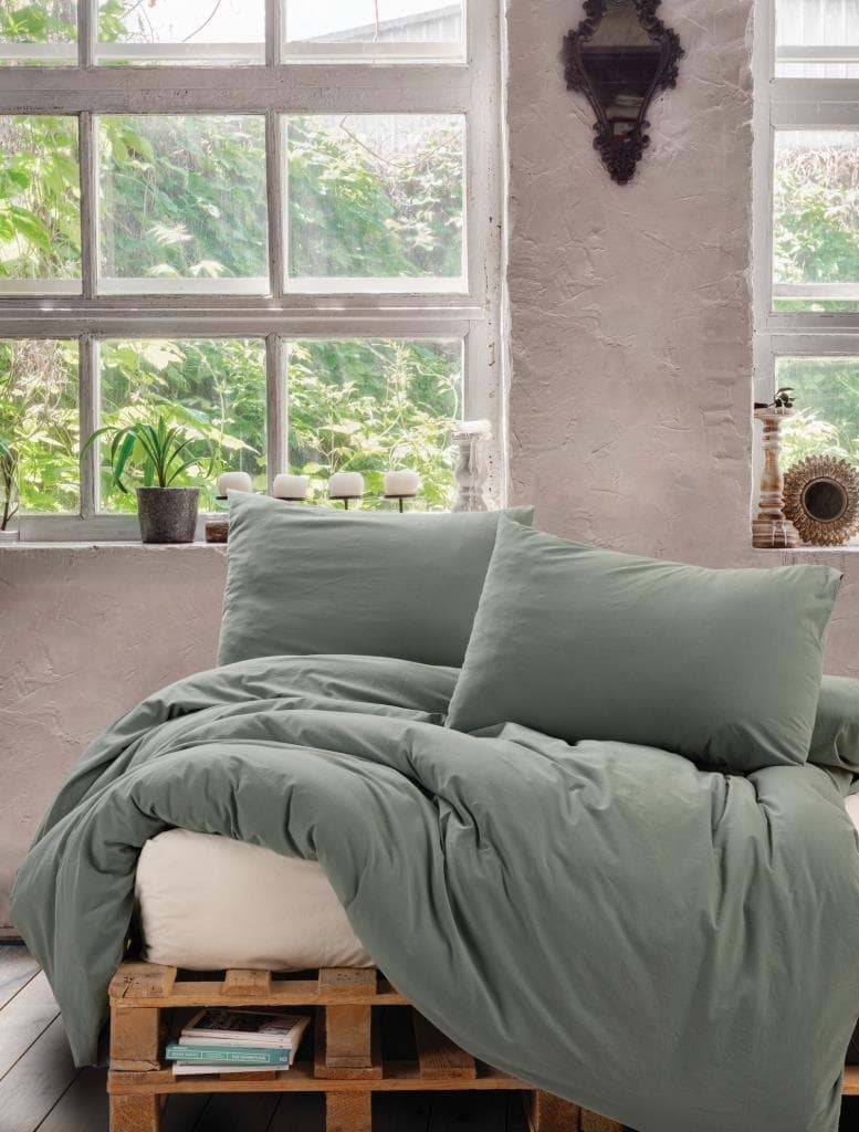 Cotton Box Neat Poplin Çift Kişilik Nevresim Takımı Mint Krem resmi