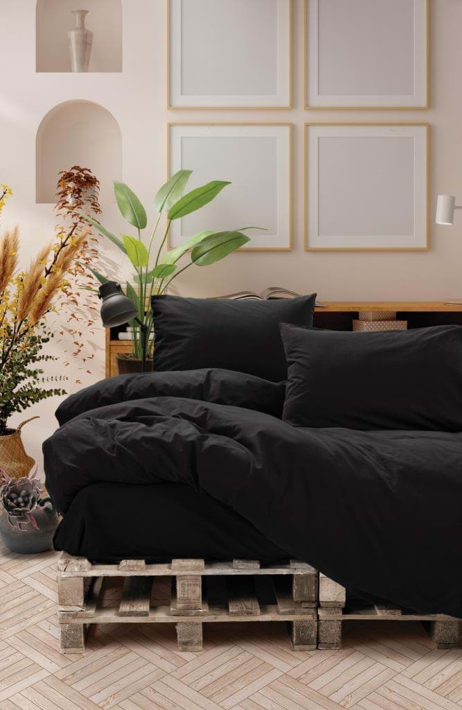 Cotton Box Neat Poplin Çift Kişilik Nevresim Takımı Siyah resmi