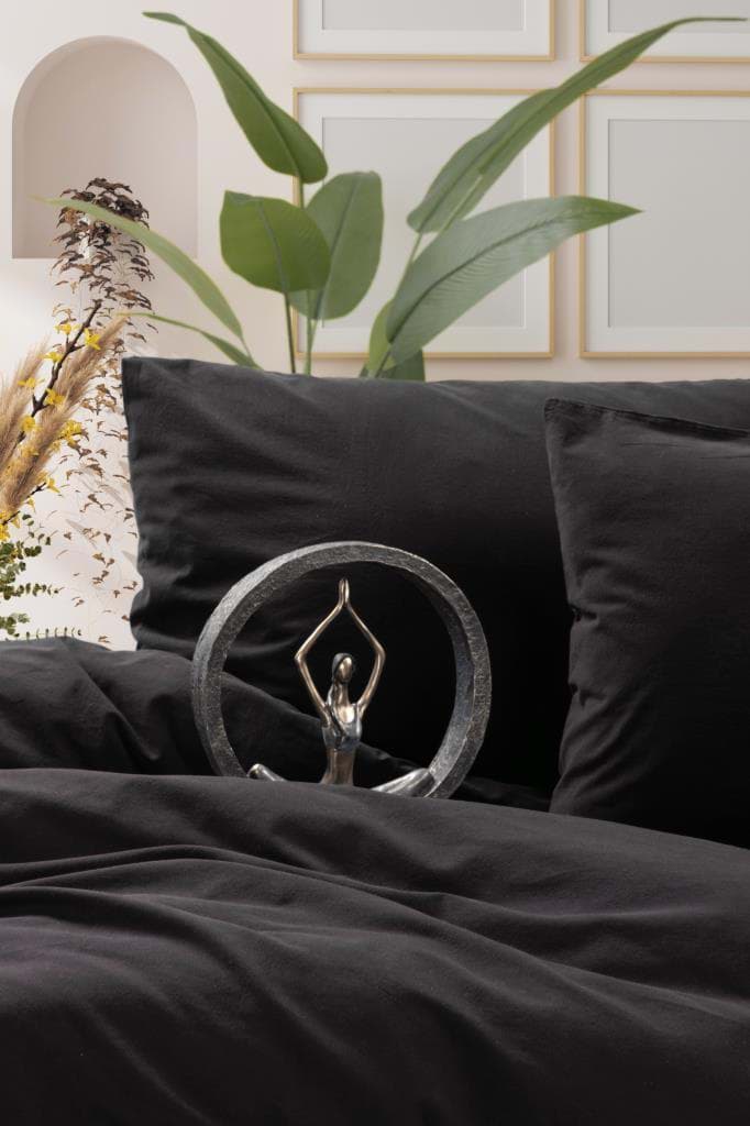 Cotton Box Neat Poplin Çift Kişilik Nevresim Takımı Siyah resmi