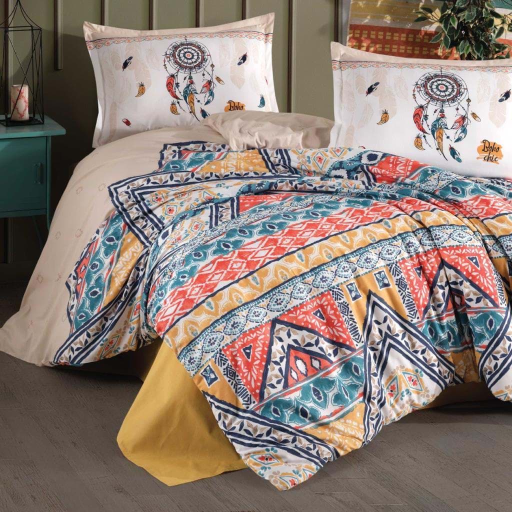 Clasy Ranforce Nevresim Takımı Çift Kişilik Boho v1 Bej resmi