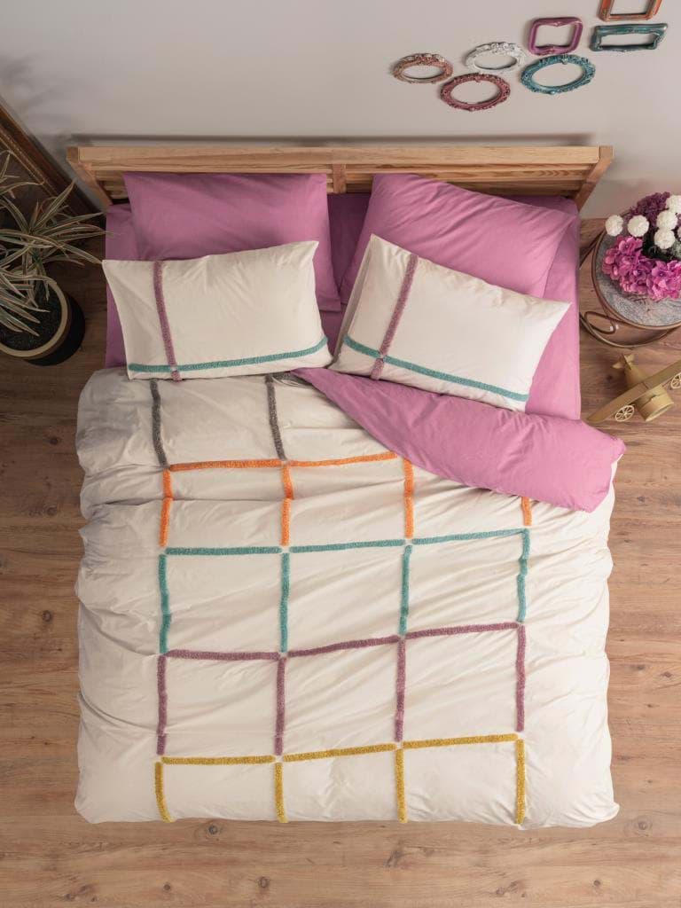 Cotton Box Puff Nakışlı Ranforce Çift Kişilik Nevresim Takımı İnsula Gülkurusu resmi