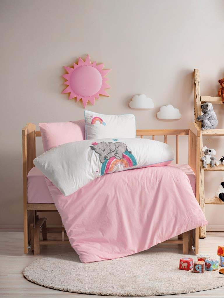 Cotton Box Punch Nakışlı Bebek Nevresim Takımı Lucky Pembe resmi