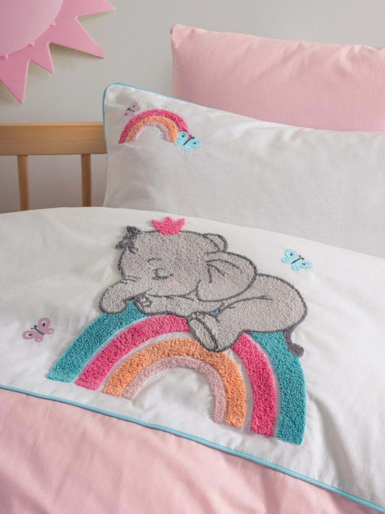 Cotton Box Punch Nakışlı Bebek Nevresim Takımı Lucky Pembe resmi