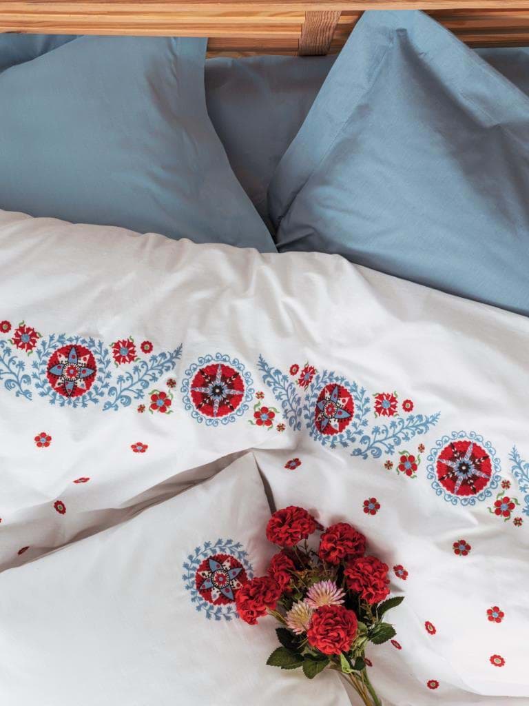 Cotton Box Brode Ranforce Çift Kişilik Nevresim Takımı Mabel Mavi resmi