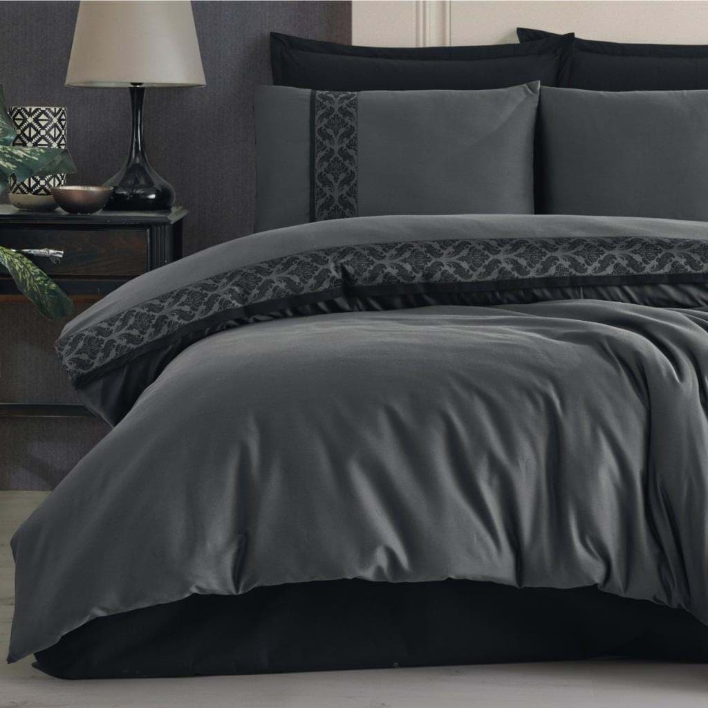 Clasy Borderline Çift Kişilik Ranforce Nevresim Takımı Nienna V2 Anrasit resmi