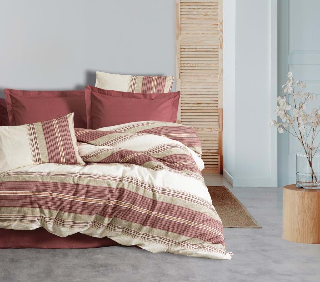 Cotton Box Line Nevresim Takımı Çift Kişilik Kenway Bordo resmi