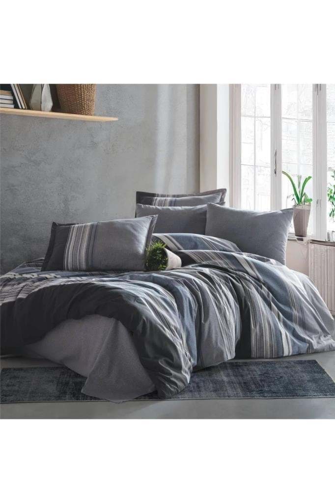 Clasy Ranforce Nevresim Takımı Çift Kişilik Duko v2 Antrasit resmi