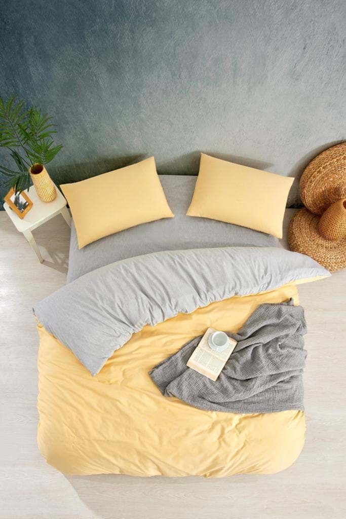 Nevresim Dünyası Düz Renk Sarı Çift Kişilik Nevresim Takımı resmi