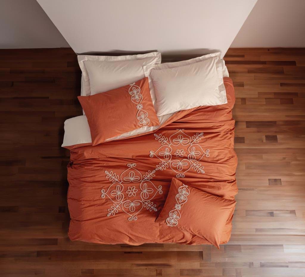 Cotton Box Brode Ranforce Çift Kişilik Nevresim Takımı Tiva Bej resmi