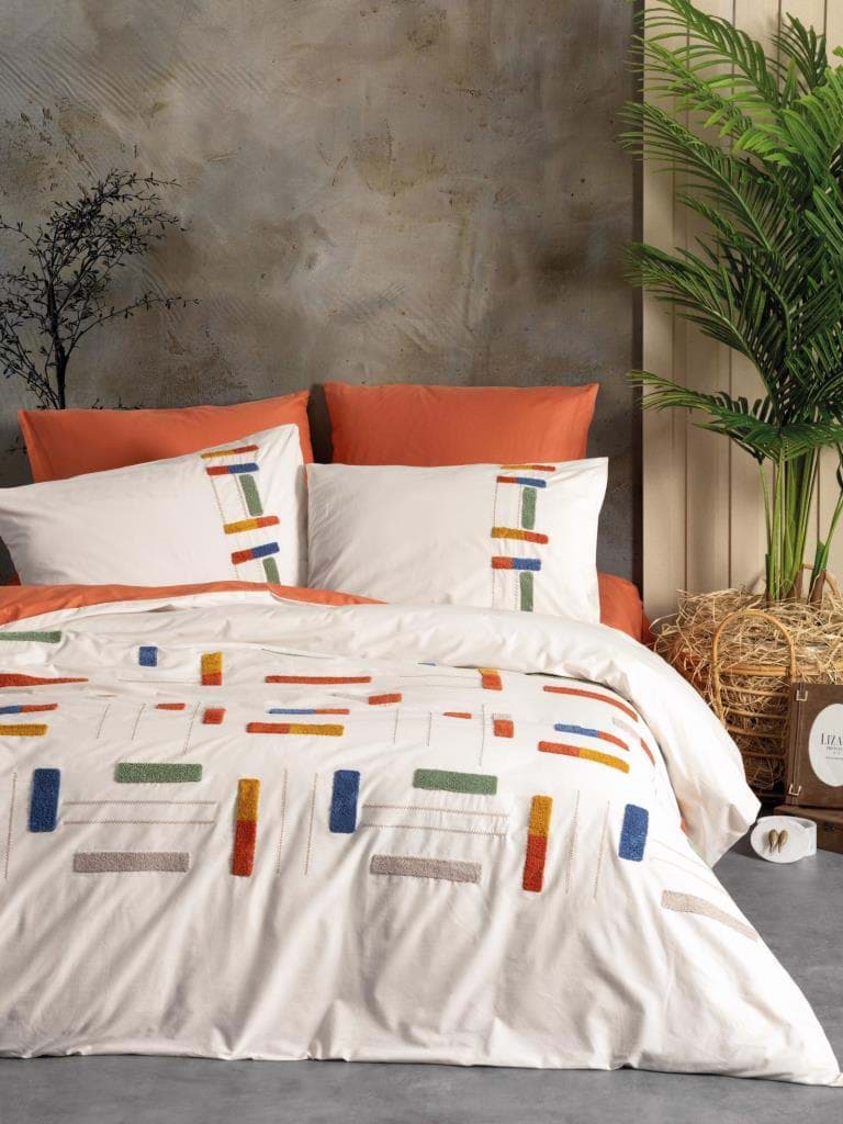 Cotton Box Puff Nakışlı Ranforce Çift Kişilik Nevresim Takımı Katy Tarçın resmi